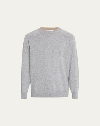 BRUNELLO CUCINELLI MEN'S CASHMERE RAGLAN CREWNECK SWEATER
