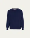 Brunello Cucinelli Virgin Wool-cashmere Crew Neck Jumper In Navy