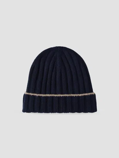 Brunello Cucinelli Brm2240900cu715bb Ribbed Cashmere Beanie In Blue