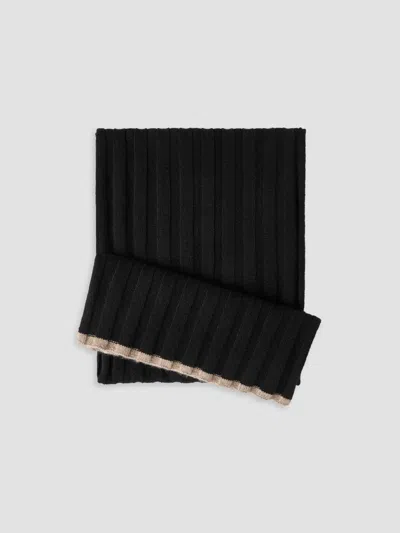 Brunello Cucinelli Ribbed Cashmere Scarf In Black