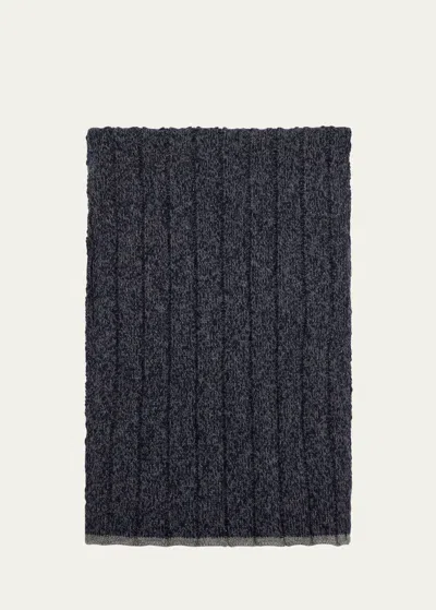 Brunello Cucinelli Men's Cashmere Rib Mouline Scarf In Navy/dark Grey