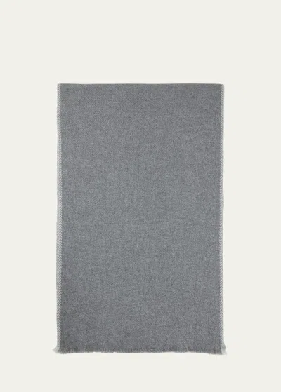 Brunello Cucinelli Men's Cashmere Scarf In C078a Grey Pearl