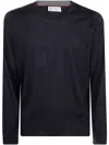 Brunello Cucinelli Men Cashmere Silk Crew Neck Sweater In Blue