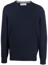 Brunello Cucinelli Men Cashmere And Silk Sweater In Blue
