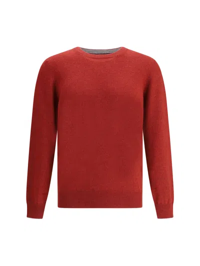 Brunello Cucinelli Men Cashmere Sweater In Red