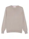 Brunello Cucinelli Cashmere Crew Neck Sweater With Contrasting Edge In Gray