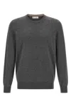 Brunello Cucinelli Cashmere Crew Neck Sweater With Ribbed Cuffs And Hem In Black