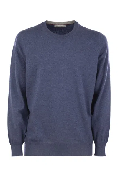 Brunello Cucinelli Men's Cashmere Sweater In Blue