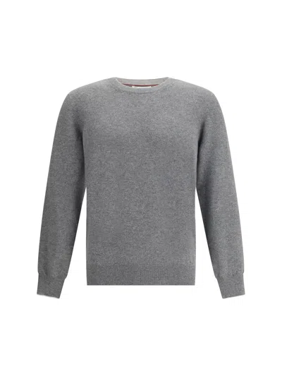 Brunello Cucinelli Men Cashmere Sweater In Gray