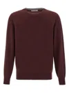 Brunello Cucinelli Cashmere Crew-neck Sweater Ribbed Profiles In Burgundy