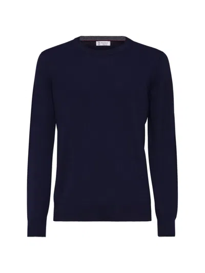 Brunello Cucinelli Cashmere Sweater In Navy Blue