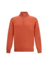Brunello Cucinelli Cashmere Half-zip Sweater In Orange