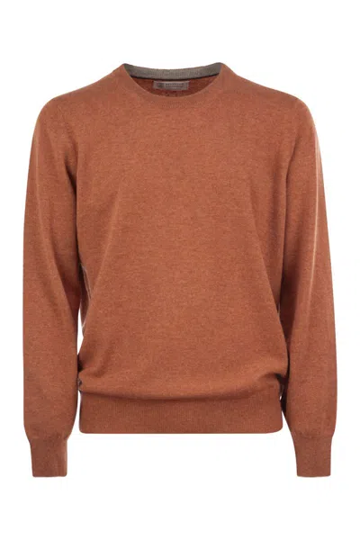 Brunello Cucinelli Men's Cashmere Sweater In Orange