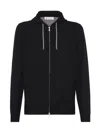 Brunello Cucinelli Men's Cashmere Sweatshirt Style Cardigan With Hood In Black