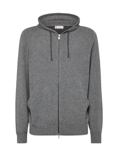 Brunello Cucinelli Sweatshirt-style Cardigan In Grey