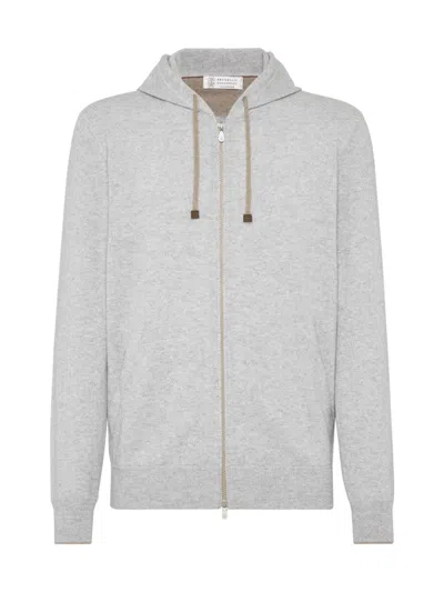 Brunello Cucinelli Sweatshirt-style Cardigan In Pebble