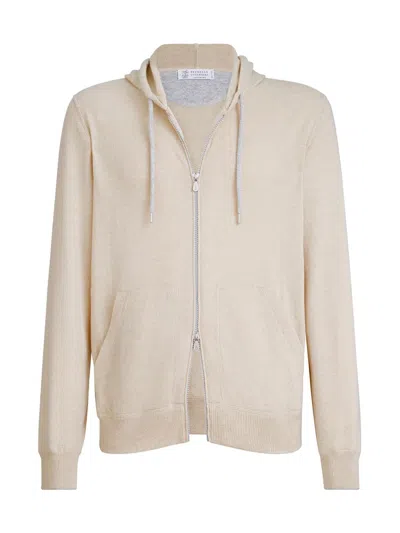 Brunello Cucinelli Cashmere Zip-up Hoodie In Neutral