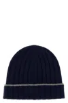Brunello Cucinelli Men Cashmere Turn-up Beanie In Blue