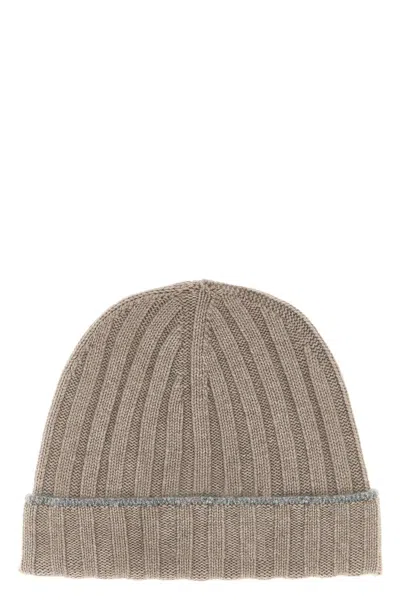 Brunello Cucinelli Men Cashmere Turn-up Beanie In White
