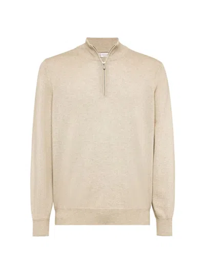 Brunello Cucinelli Men's Cashmere Turtleneck Sweater In Beige