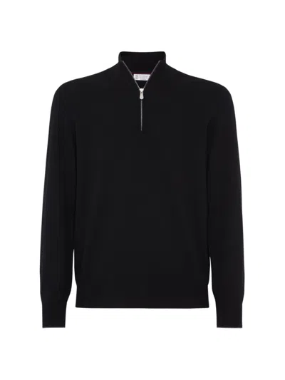 Brunello Cucinelli Men's Cashmere Turtleneck Sweater In Black
