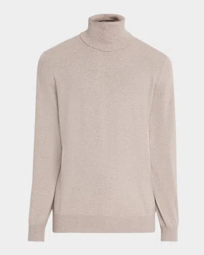 Brunello Cucinelli Men's Cashmere Turtleneck Sweater In Brown