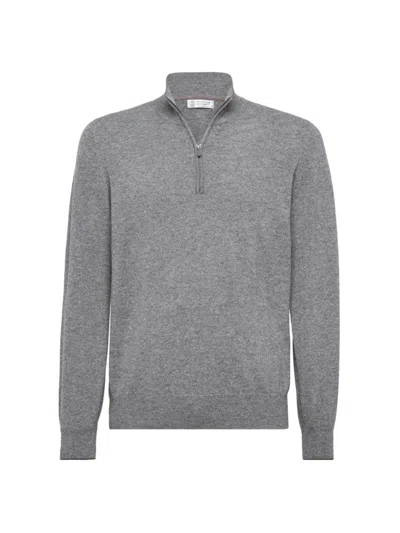 Brunello Cucinelli Men's Cashmere Turtleneck Sweater In Grey