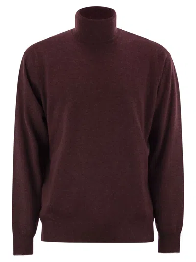 Brunello Cucinelli Men Cashmere Turtleneck Sweater In Brown