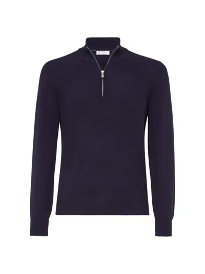 Brunello Cucinelli Men's Cashmere Turtleneck Sweater In Blue