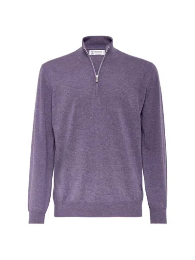 Brunello Cucinelli Men's Cashmere Turtleneck Sweater In Purple