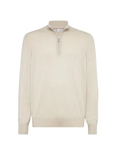 Brunello Cucinelli Men's Cashmere Turtleneck Sweater In Sand