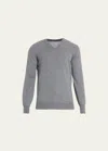 Brunello Cucinelli Men's Cashmere V-neck Sweater In Dark Grey