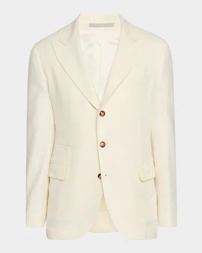 Brunello Cucinelli Men's Cavallery Twill Peak-lapel Sport Coat In Brown