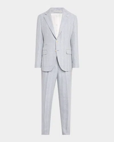 Brunello Cucinelli Men's Cavallo Chevron Suit In Grey