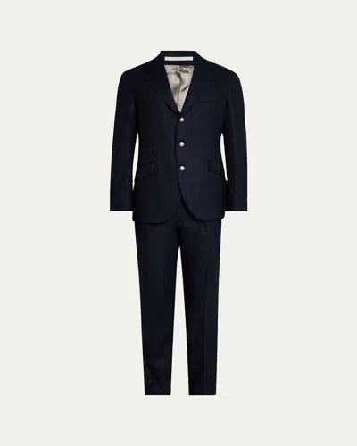 Brunello Cucinelli Men's Cavallo Pinstripe Two-piece Suit In Navy