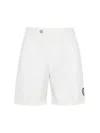 BRUNELLO CUCINELLI MEN'S CHALK STRIPE NYLON PLEATED BERMUDA SHORTS