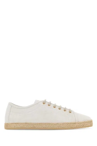 Brunello Cucinelli Men Chalk Suede Sneakers In White