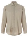 Brunello Cucinelli Long Sleeve Button-down Collar Check Shirt In Neutral