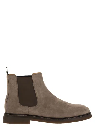 Brunello Cucinelli Men Chelsea Boot In Suede In Multi