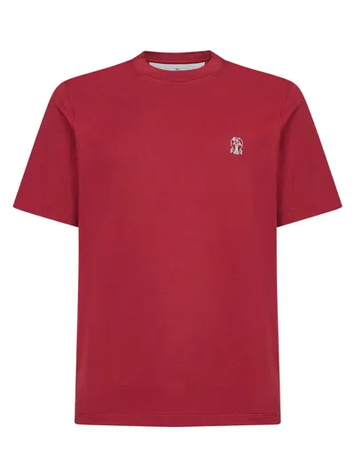 Brunello Cucinelli Men Cherry Solomeo Crest T-shirt In Purple