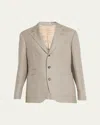 Brunello Cucinelli Men's Chevron Linen Sport Coat In Sage Green