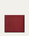 Brunello Cucinelli Men's Chevron-print Silk Pocket Square In Red