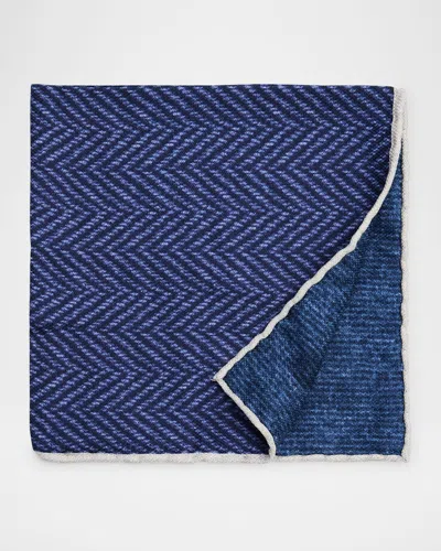 BRUNELLO CUCINELLI MEN'S CHEVRON-PRINT SILK POCKET SQUARE