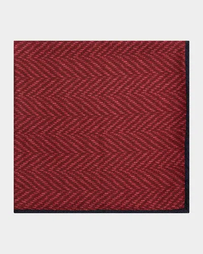 BRUNELLO CUCINELLI MEN'S CHEVRON-PRINT SILK POCKET SQUARE