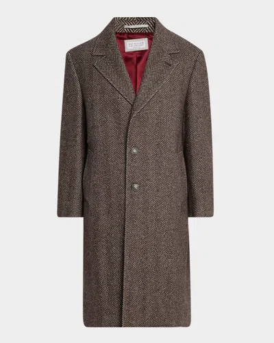 BRUNELLO CUCINELLI MEN'S CHEVRON RAGLAN-SLEEVE OVERCOAT