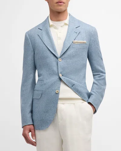 Brunello Cucinelli Men's Chevron Three-button Sport Coat In Cloud
