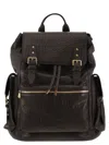 Brunello Cucinelli Men City Backpack In Leather With Texture Grain In Multi