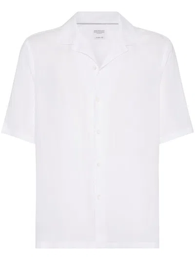 Brunello Cucinelli Men's Classic Button-up Shirt In White