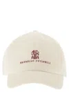 Brunello Cucinelli Men Comfortable Cotton And Cashmere Corduroy Baseball Cap With Embroidered Logo In White