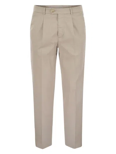 BRUNELLO CUCINELLI MEN'S COMFORTABLE COTTON BLEND TROUSERS